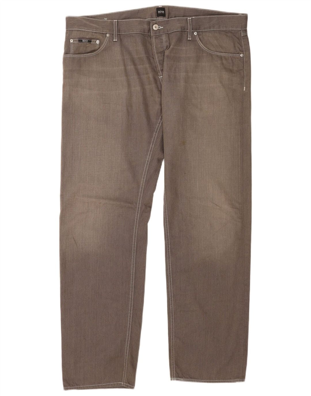 Hugo Boss Straight Jeans til mænd W42 L34 Grå bomuld