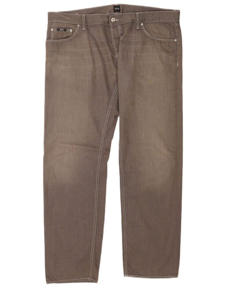 Hugo Boss Straight Jeans til mænd W42 L34 Grå bomuld