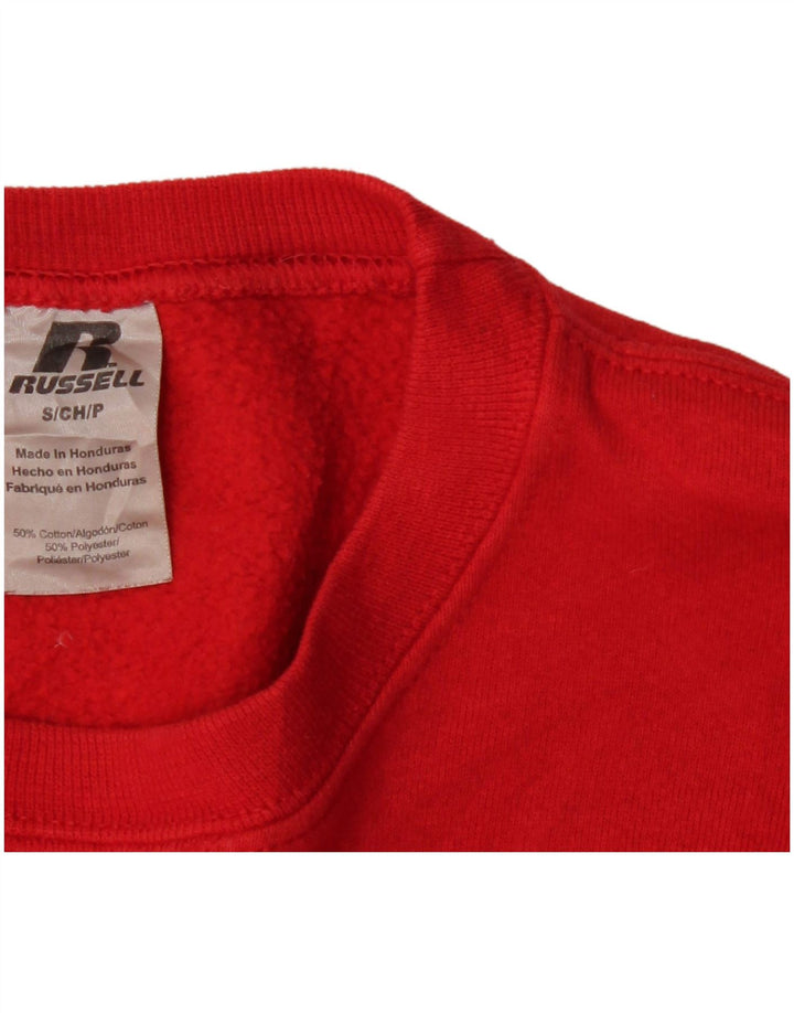 RUSSELL ATHLETIC Womens Oversized Sweatshirt Jumper UK 10 Lille rød bomuld