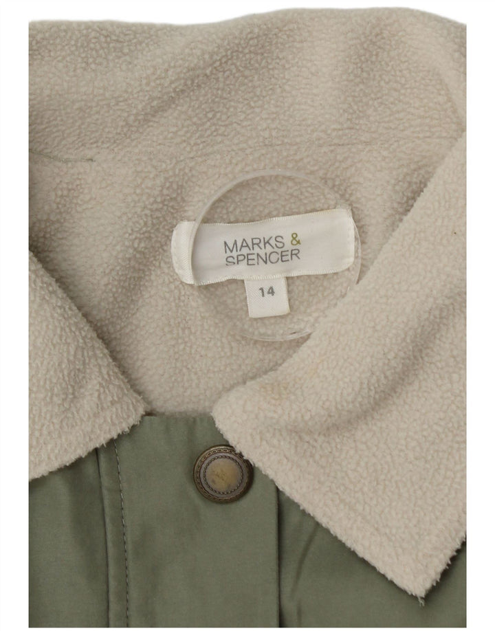 Marks & Spencer Dame Oversized Sherpa Parka Jacket UK 14 Large Green