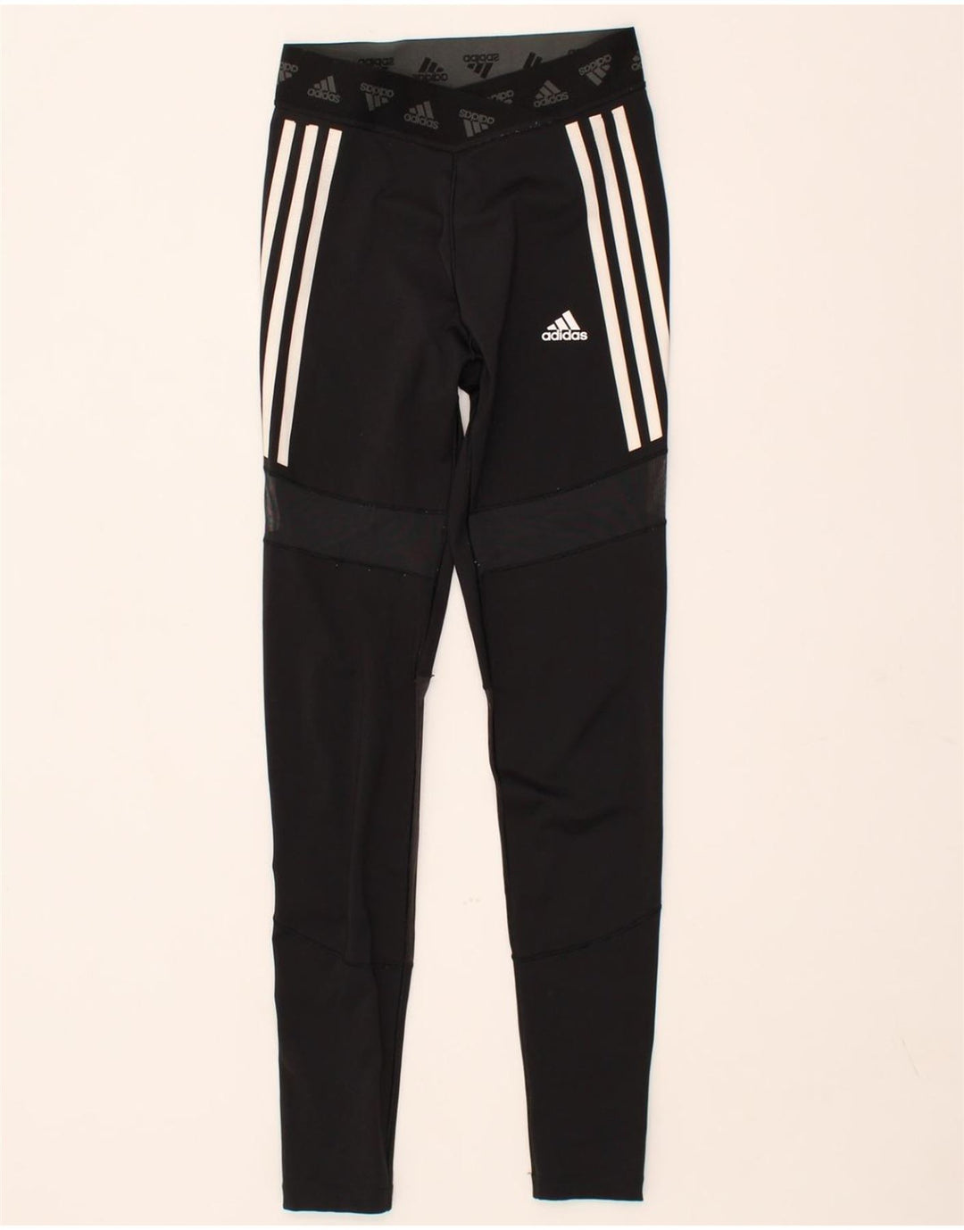 ADIDAS Womens Aeroready Graphic Leggings UK 8/10 Small  Black Polyester Vintage Adidas and Second-Hand Adidas from Messina Hembry 