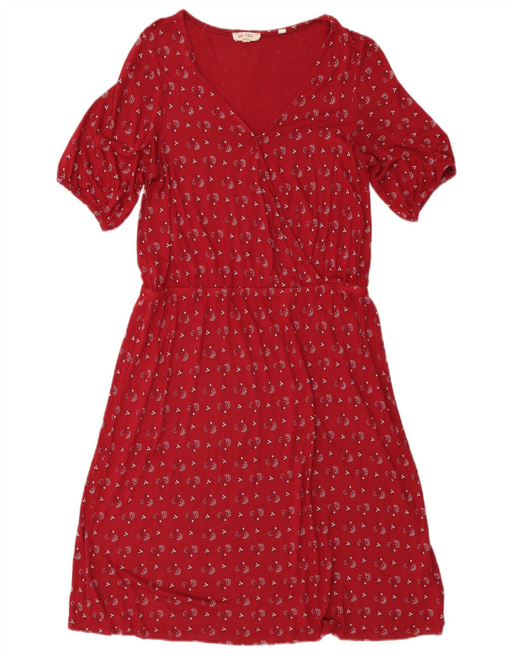 Fat Face Dame A-Line Kjole UK 12 Medium Red Floral Viscose