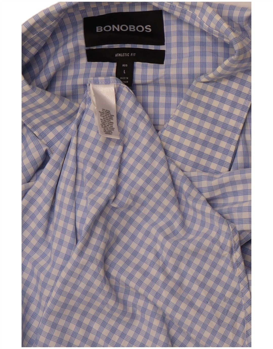 BONOBOS Herre Athletic Fit skjorte Stor blå Gingham Nylon