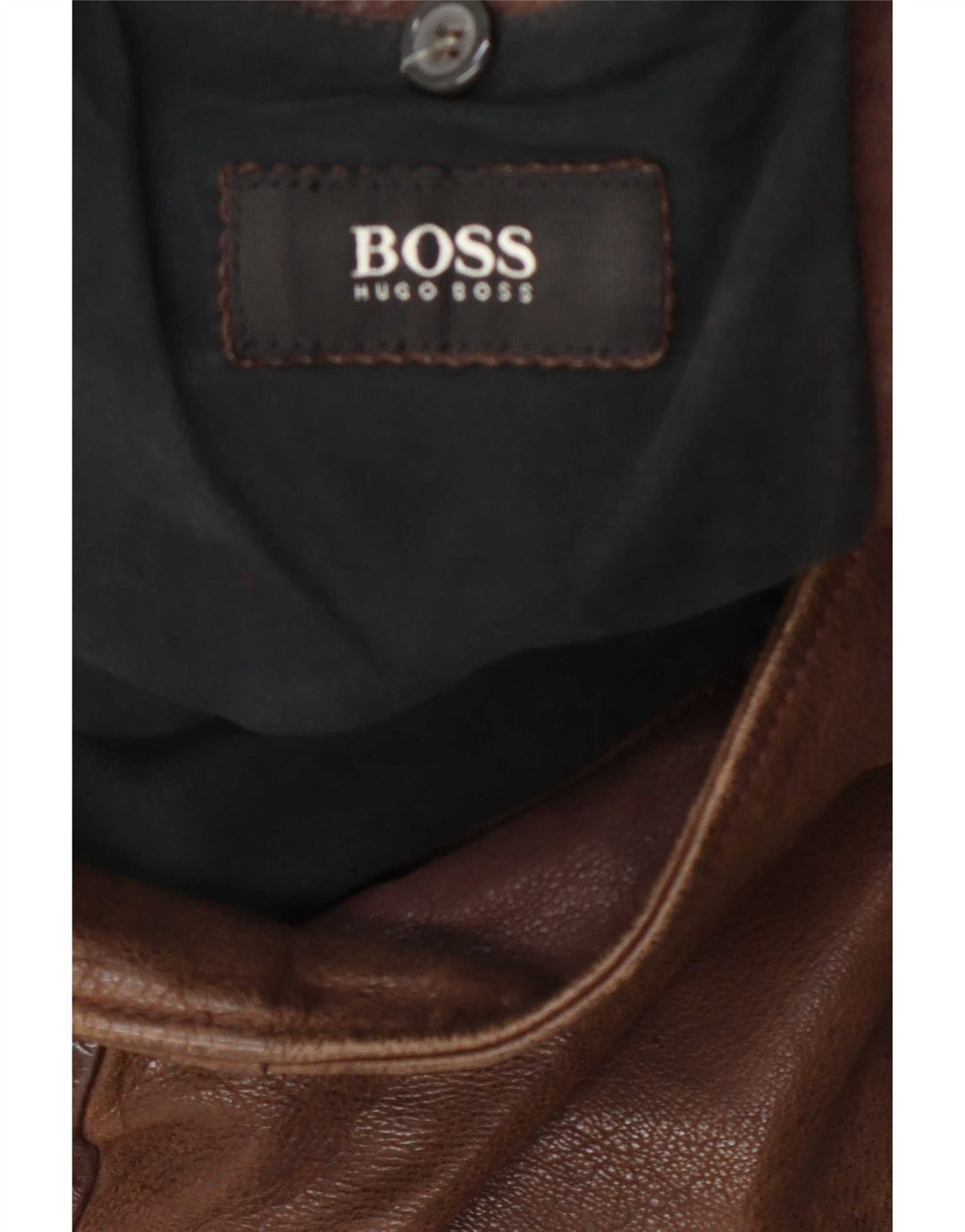 Hugo Boss Herre Læderjakke UK 40 Stor Brun