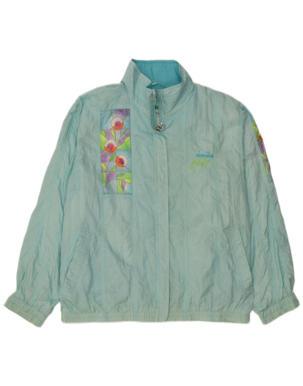Diadora Womens Oversized træningsdragt Topjakke UK 14 Medium Blue Floral