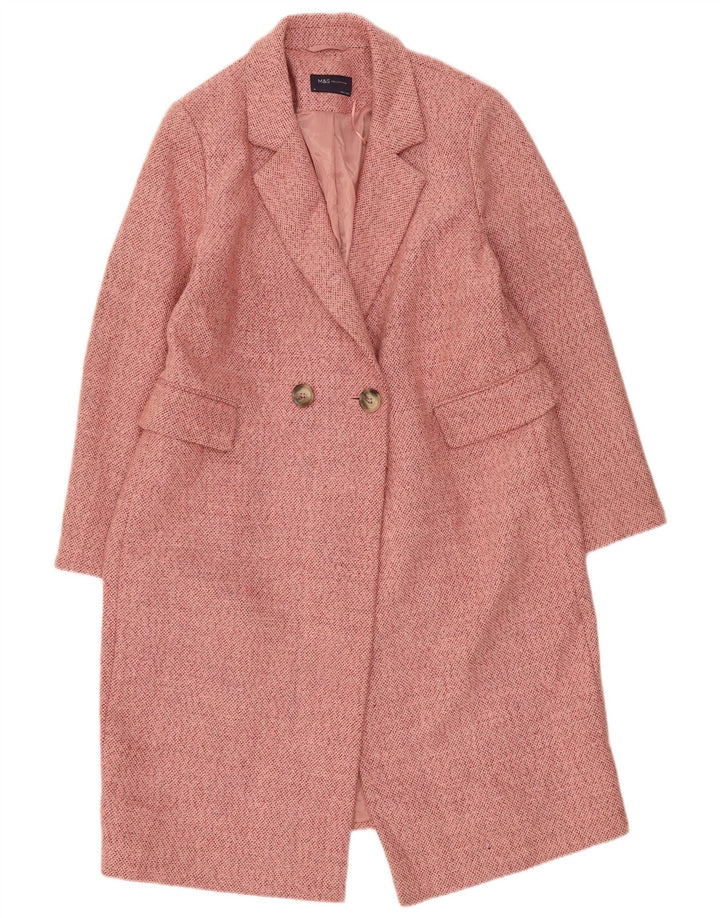 Marks & Spencer dobbeltradet frakke til kvinder UK 16 Large Pink Polyester
