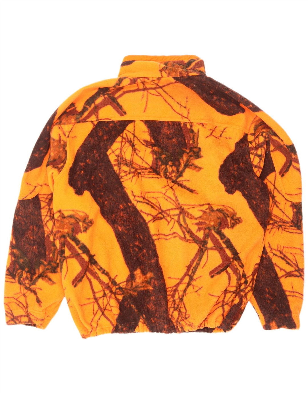 Vintage herre lynlås hals fleece jumper XL orange Camouflage polyester