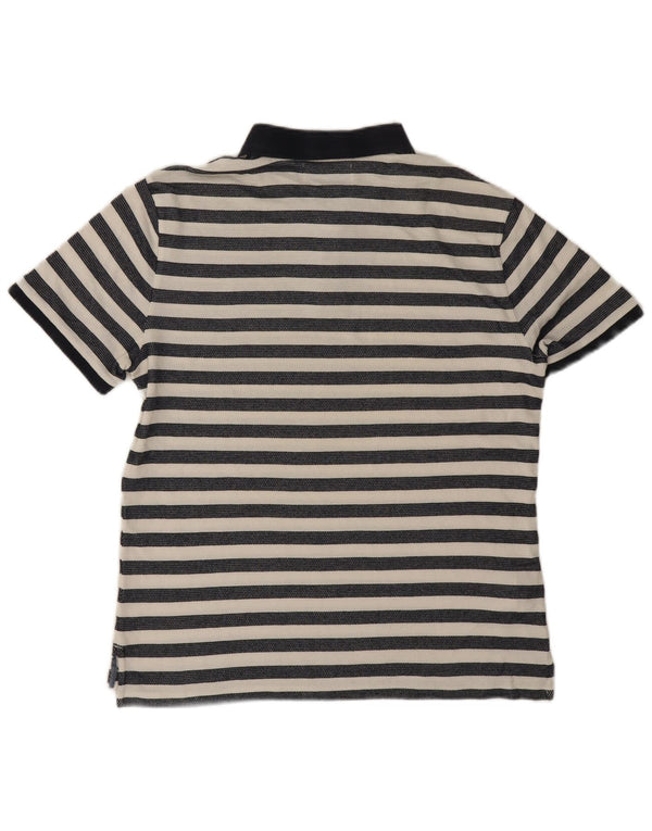 Penguin Mens Polo Shirt Large Navy Blue Striped Cotton