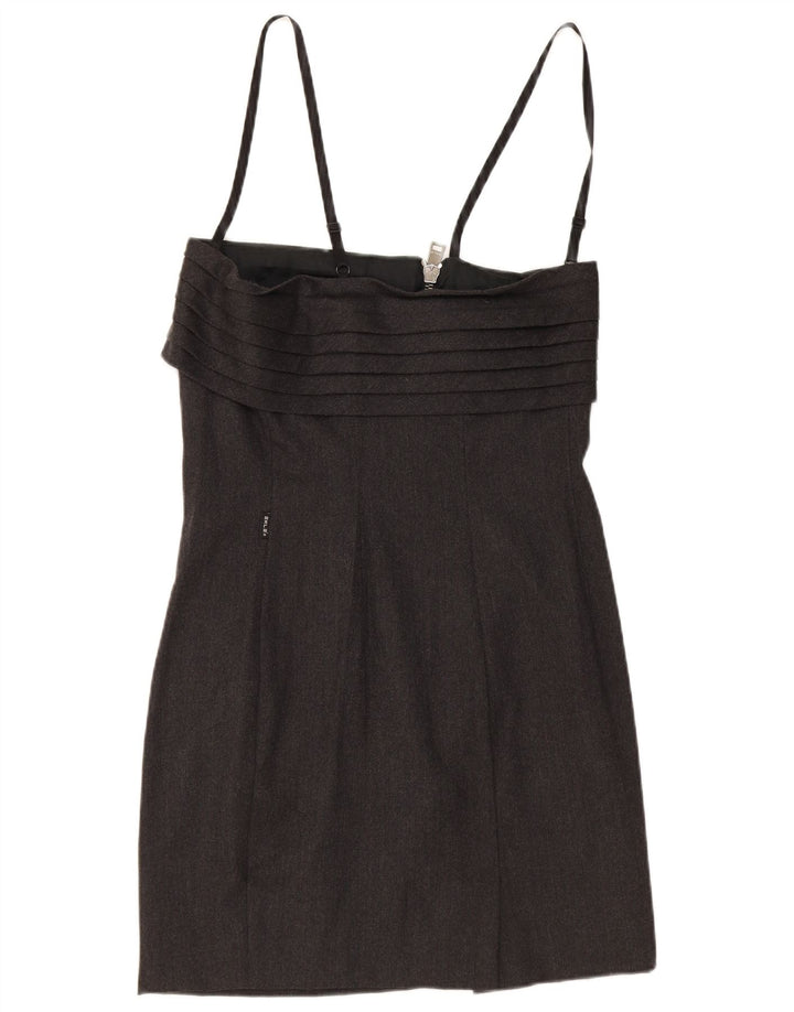 Vintage Dame Ærmeløs Bodycon Kjole IT 44 Medium Grey Acetate