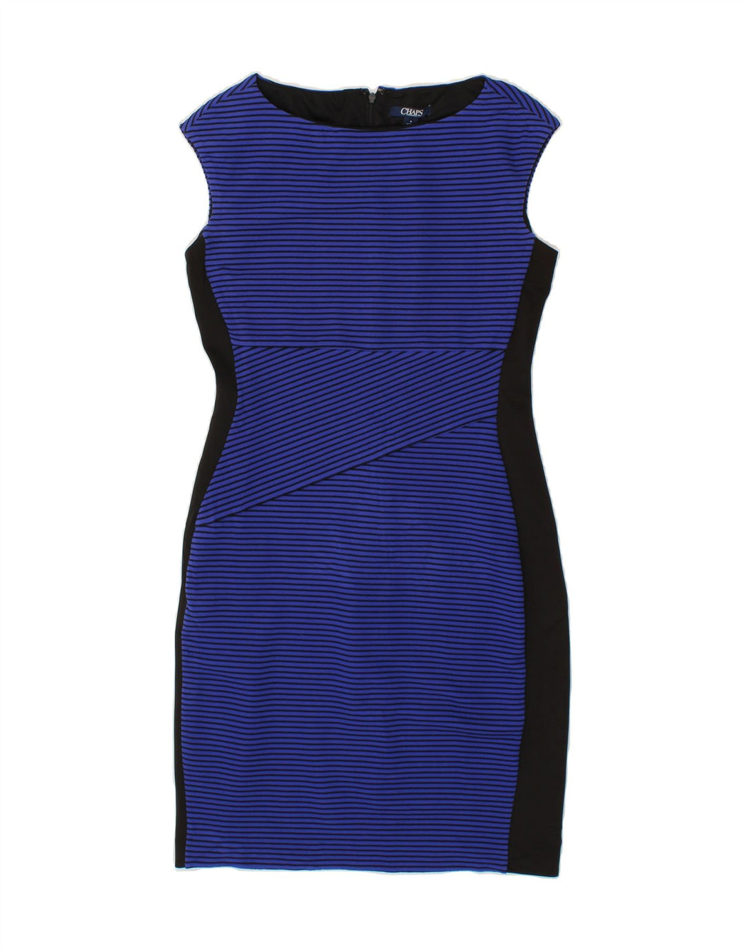 CHAPS Womens Sleeveless Bodycon Dress US 4 Small Blue Striped Polyester Vintage Chaps and Second-Hand Chaps from Messina Hembry 