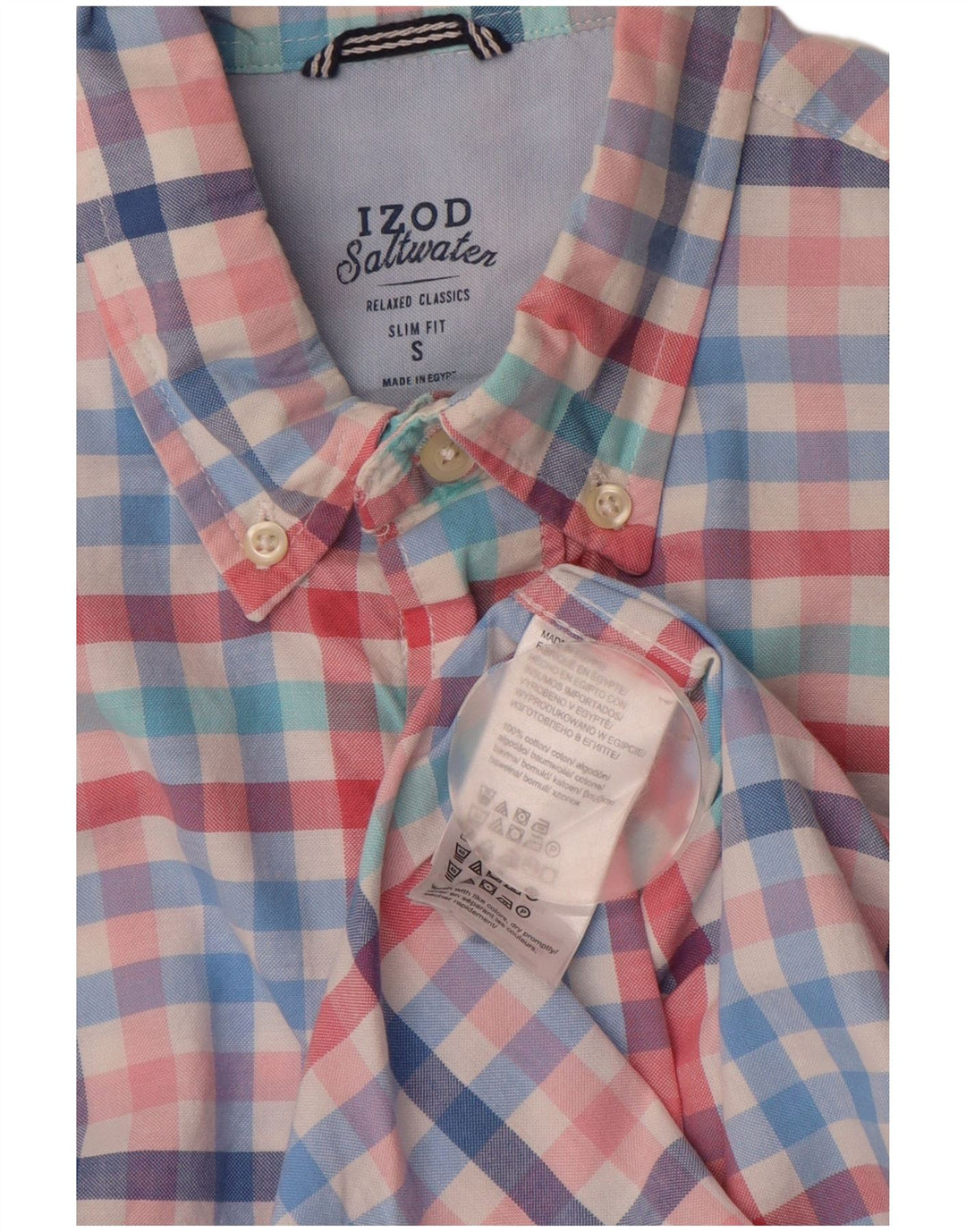 IZOD Herre Salt Vand Slim Fit Skjorte Lille flerfarvet ternet bomuld