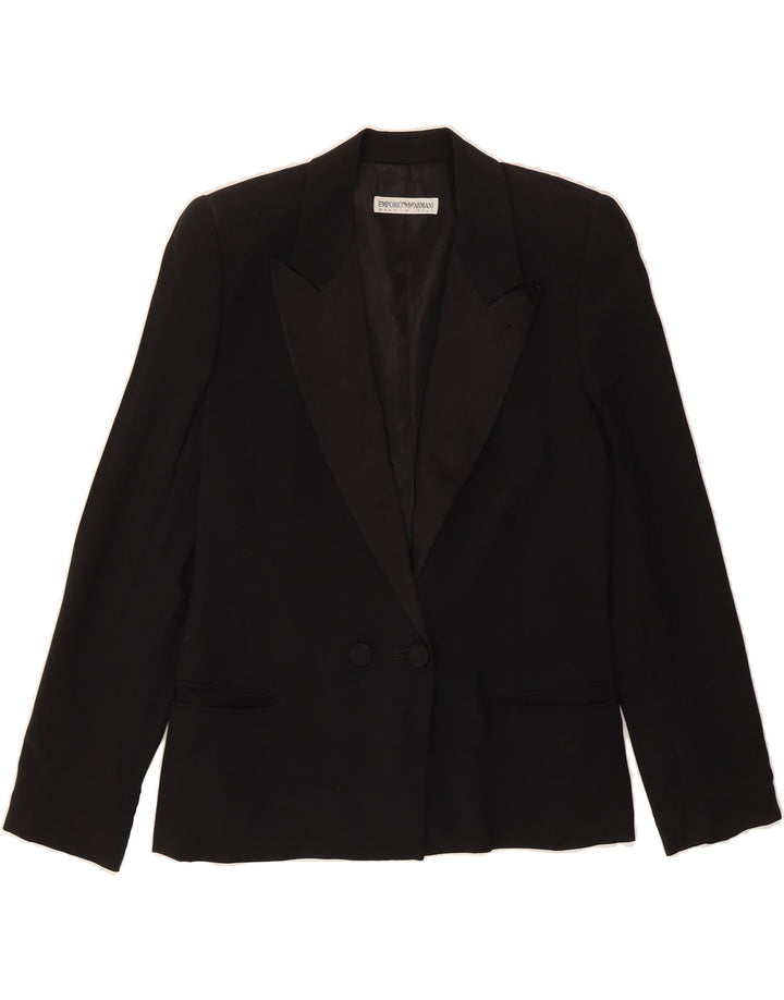 EMPORIO ARMANI Womens Double Breasted Blazer Jacket IT 42 Medium Black Vintage Emporio Armani and Second-Hand Emporio Armani from Messina Hembry 