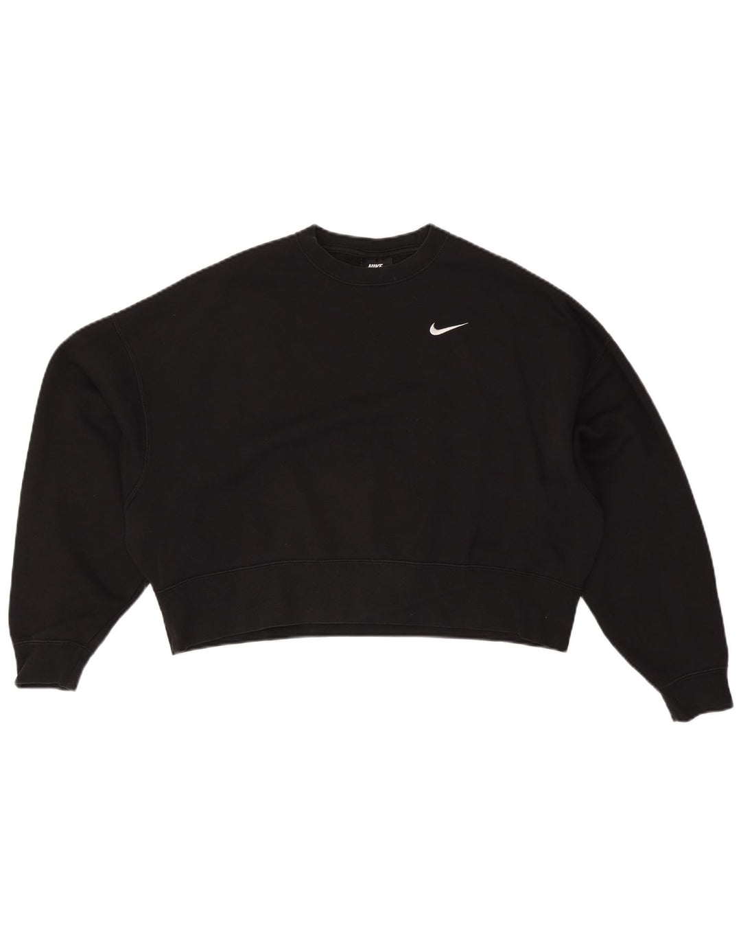 NIKE Womens Crop Oversized Sweatshirt Jumper UK 10 Small Black Bomuld