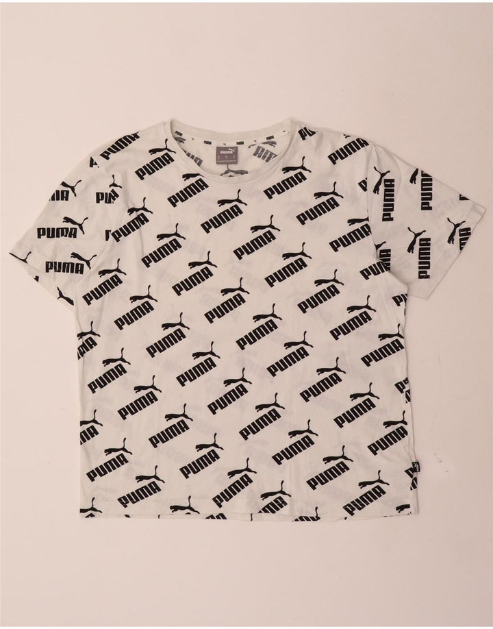 Puma Herre grafisk T-shirt Top Medium Hvid Bomuld