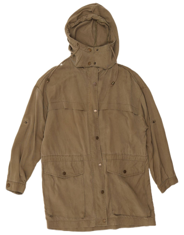 Zara Dame Hætte Oversized Parka Jacket UK 14 Medium Khaki
