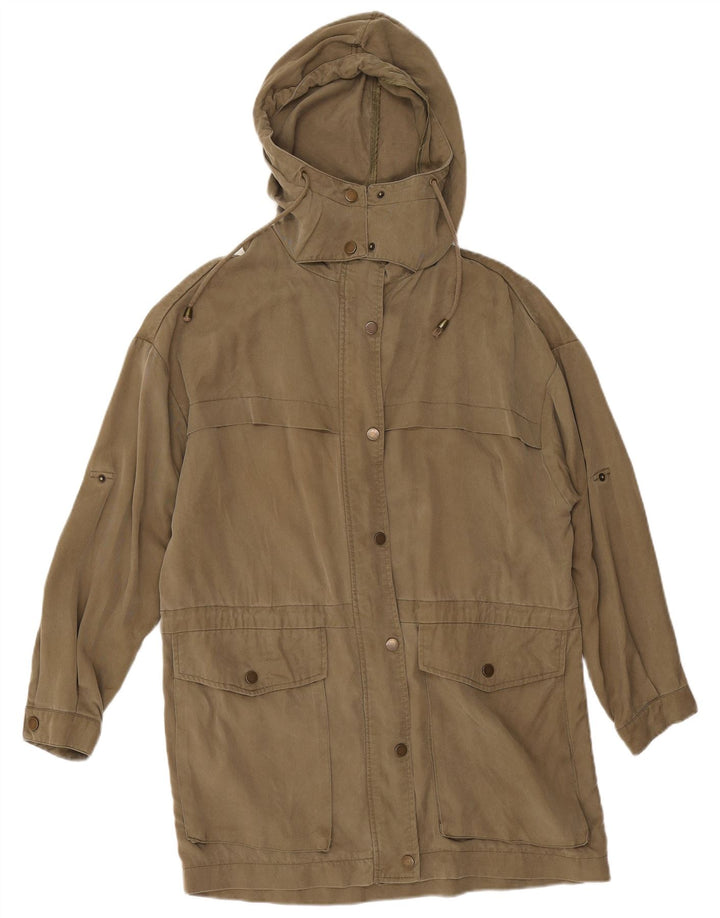 Zara Dame Hætte Oversized Parka Jacket UK 14 Medium Khaki