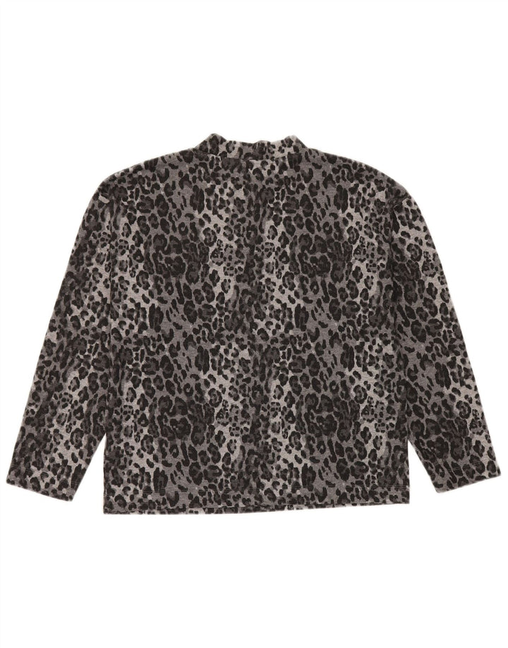 Marks & Spencer Dametop Langærmet UK 10 Small Grey Animal Print