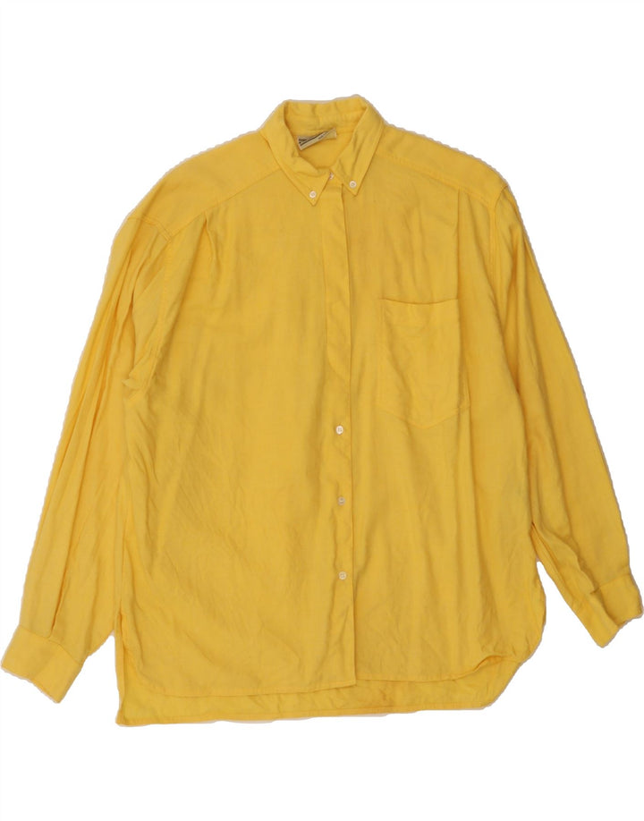 PENNY BLACK Womens Longline Oversized Shirt UK 12 Medium Yellow Wool Vintage Penny Black and Second-Hand Penny Black from Messina Hembry 