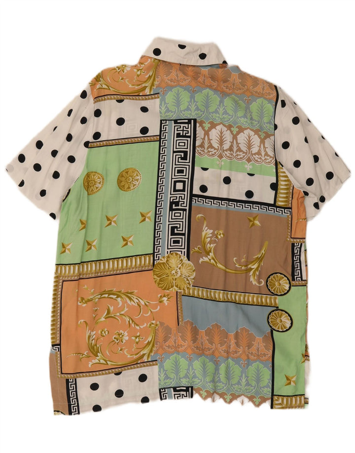 Vintage dameskjorte bluse EU 40 Medium flerfarvet patchwork