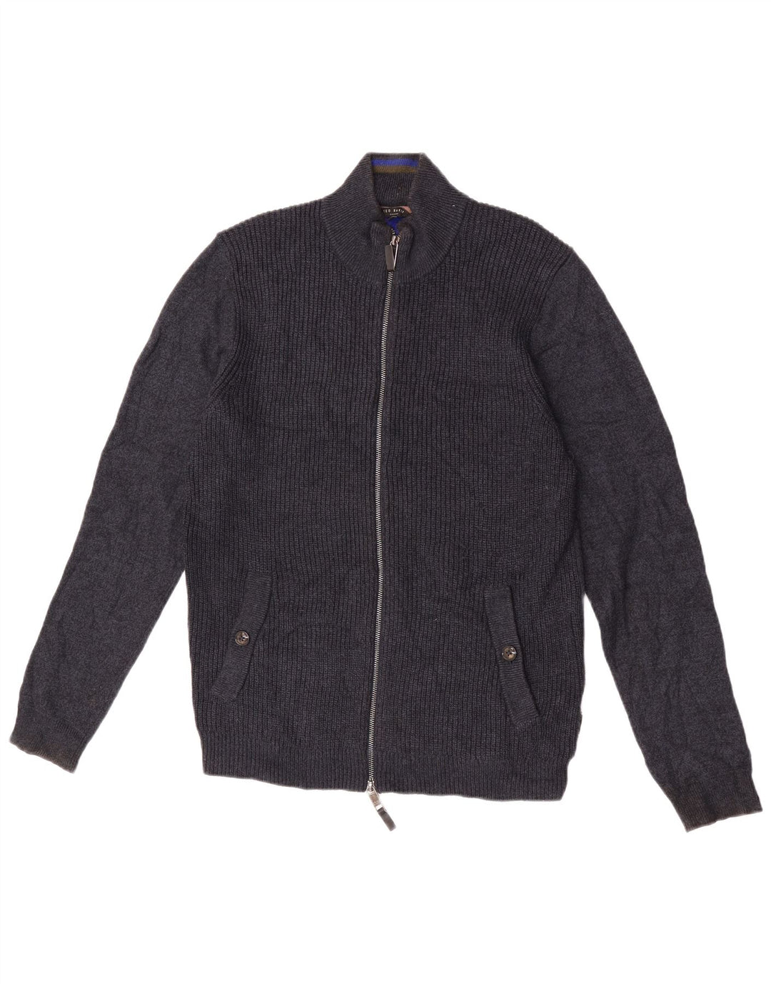 Ted Baker Herre Cardigan Sweater Størrelse 3 Medium Navy Blue Polyester