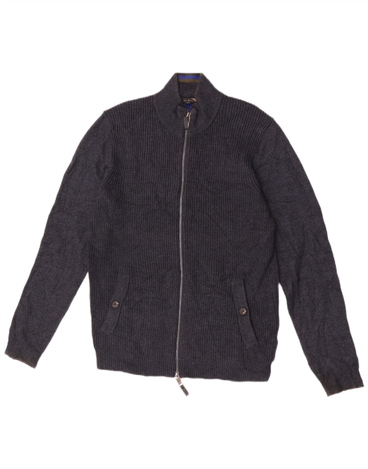 Ted Baker Herre Cardigan Sweater Størrelse 3 Medium Navy Blue Polyester