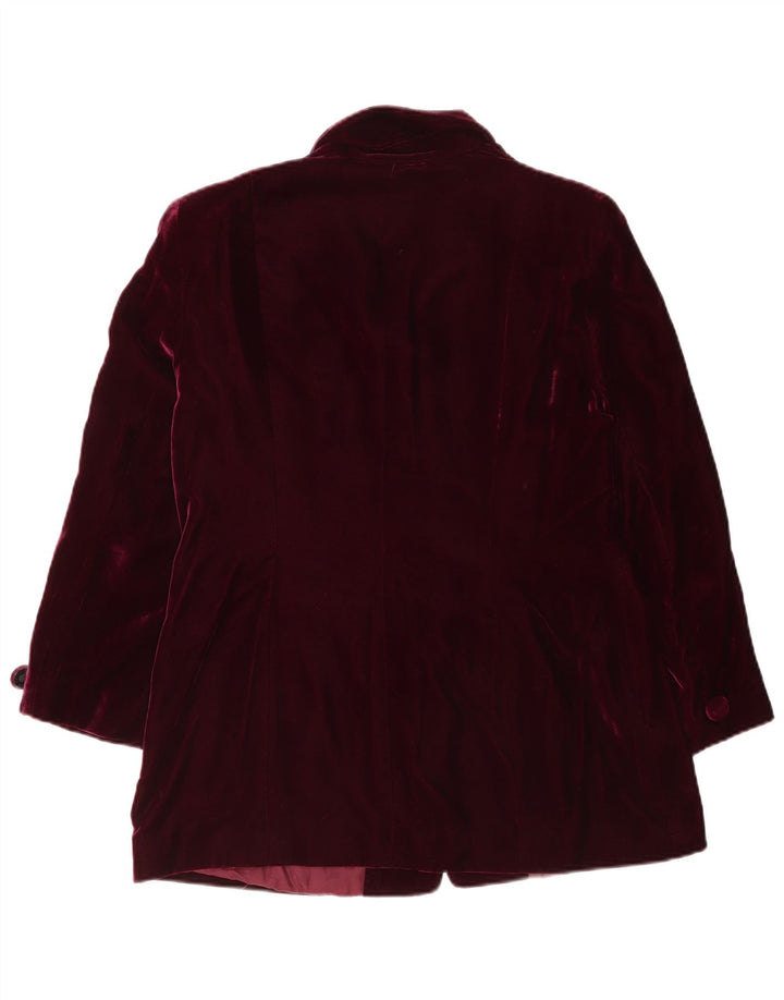Luisa Spagnoli Dame Velvet 4 Button Blazer Jacket UK 14 Medium Burgundy