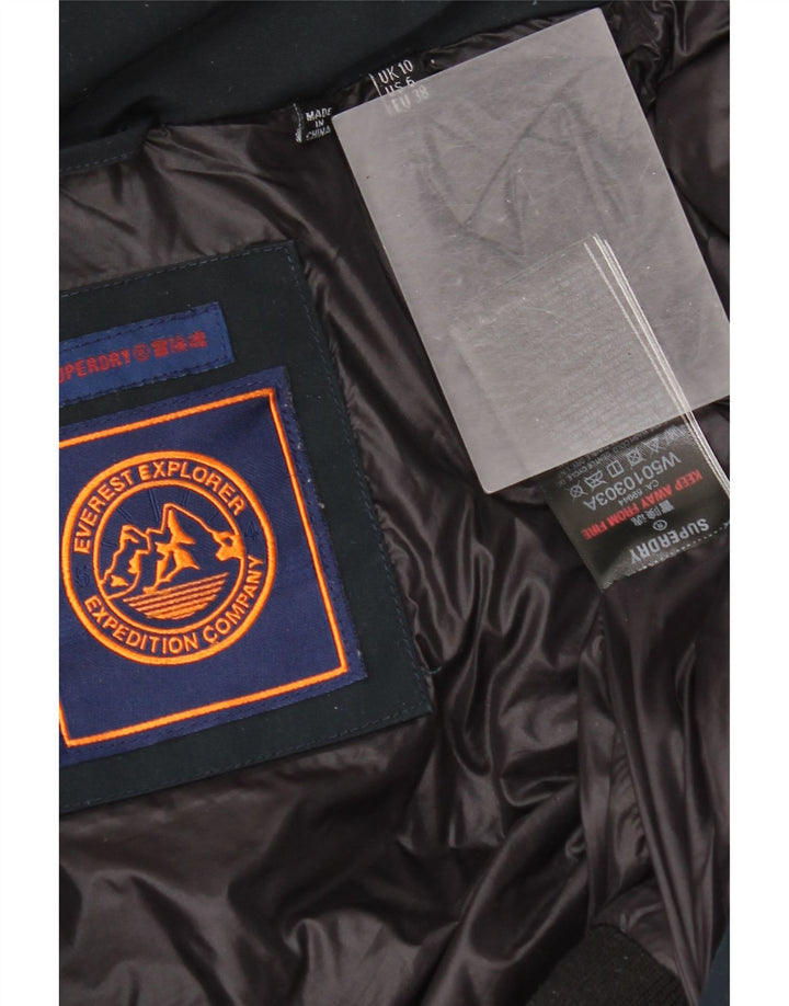 Superdry oversize polstret jakke med hætte til kvinder UK 10 Small Navy Blue