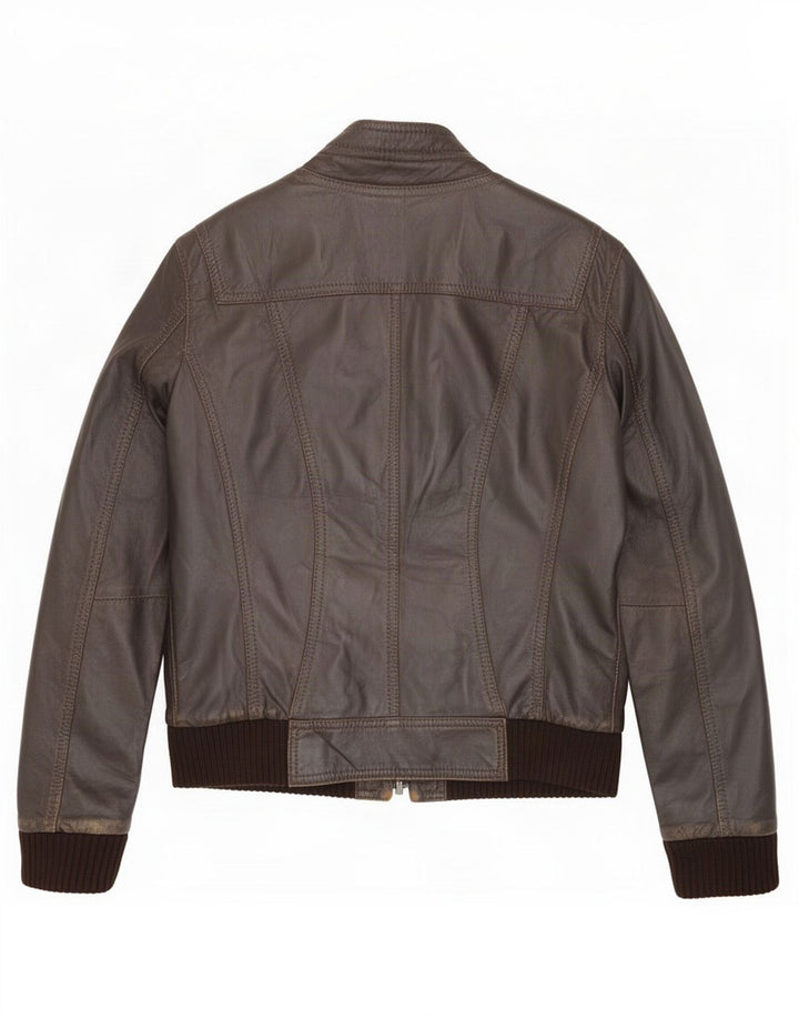 Vintage Herre Bomber Læderjakke IT 48 Medium Brun
