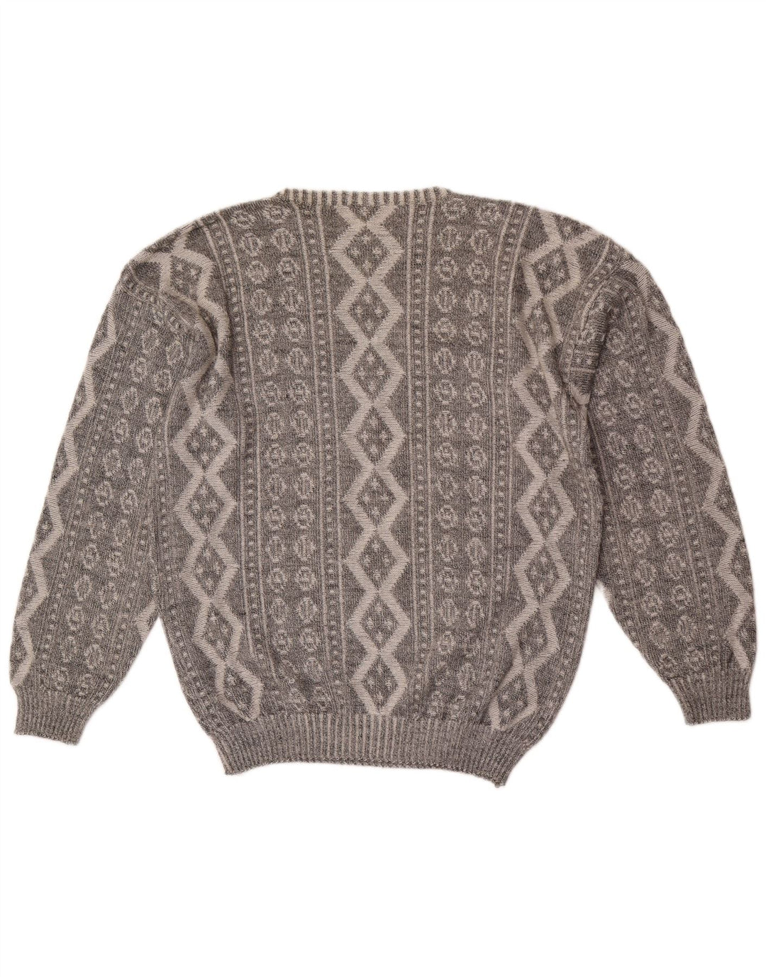 Vogue Herre sweater med rund hals, mellemgrå, geometrisk bomuld