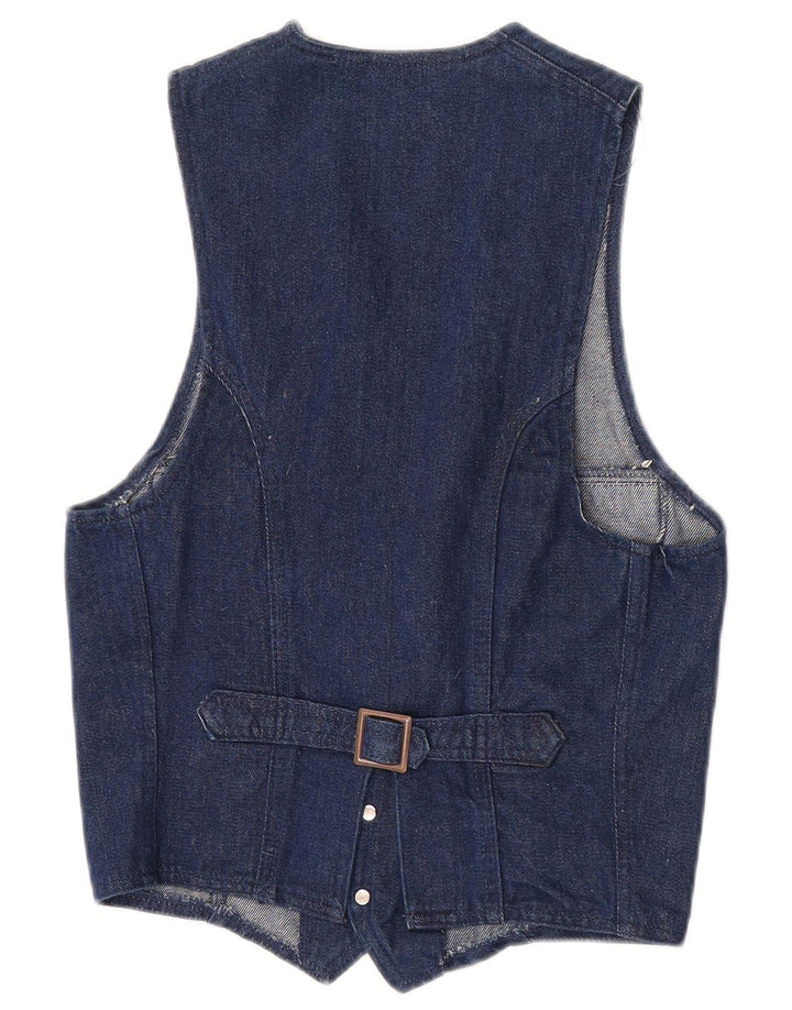 Vintage denimvest til mænd mellemblå bomuld