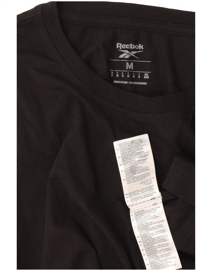 Reebok Herre T-Shirt Top Medium Sort Bomuld