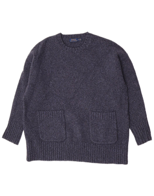 Polo Ralph Lauren Dame Crew Neck Jumper Sweater UK 14 Medium Navy Blue