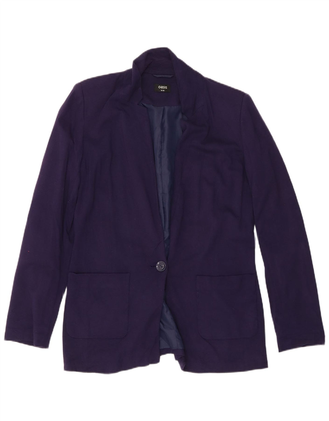 Oasis Dame 1 knap Oversized Blazer Jacket UK 10 Small Purple Viscose