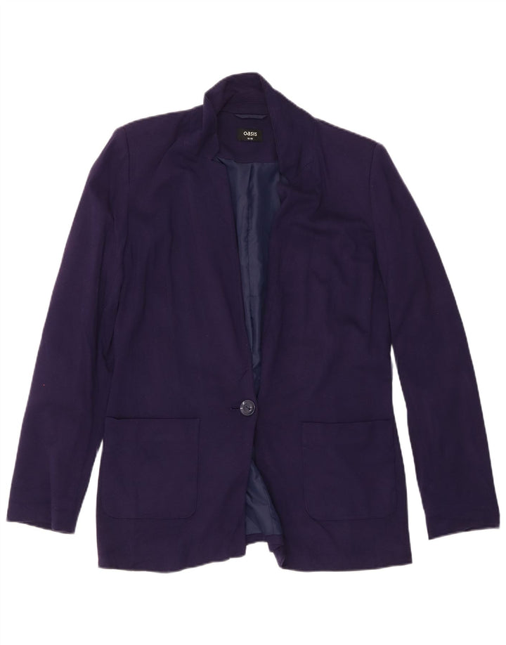 Oasis Dame 1 knap Oversized Blazer Jacket UK 10 Small Purple Viscose