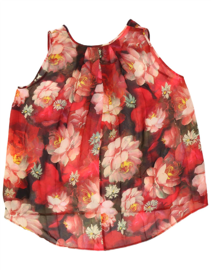 Ted Baker Damebluse Top UK 14 Large Red Floral Polyester
