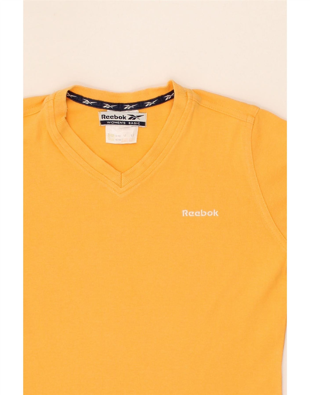 REEBOK Womens T-Shirt Top UK 12 Medium Yellow Cotton Vintage Reebok and Second-Hand Reebok from Messina Hembry 