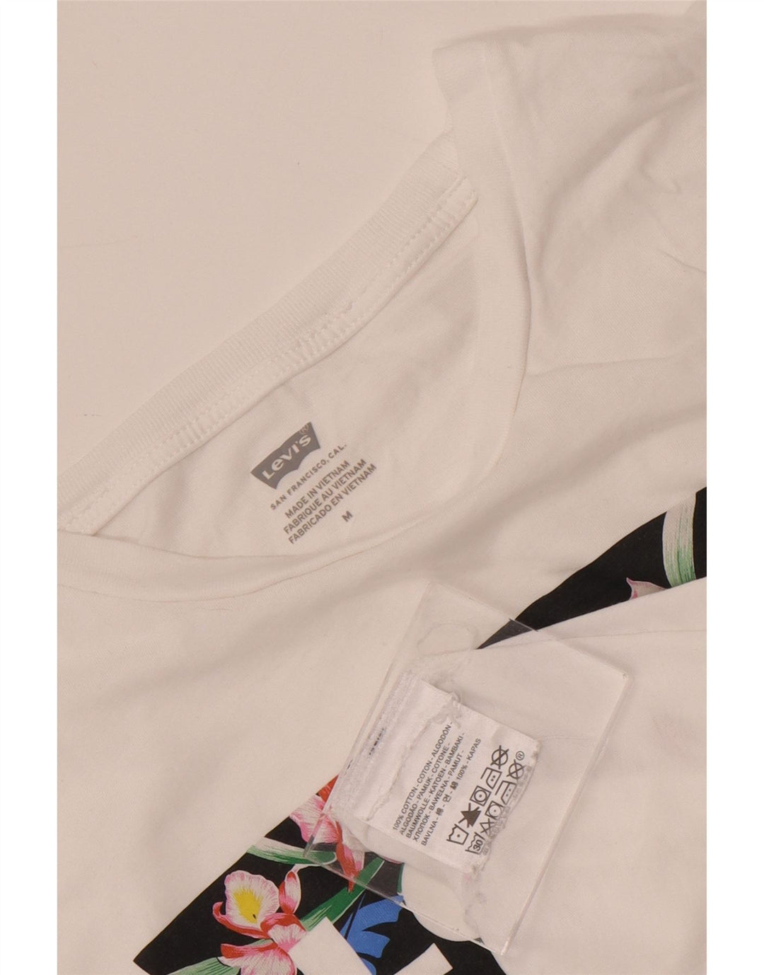 Levi's Grafisk T-shirt top til kvinder UK 12 Medium hvid bomuld