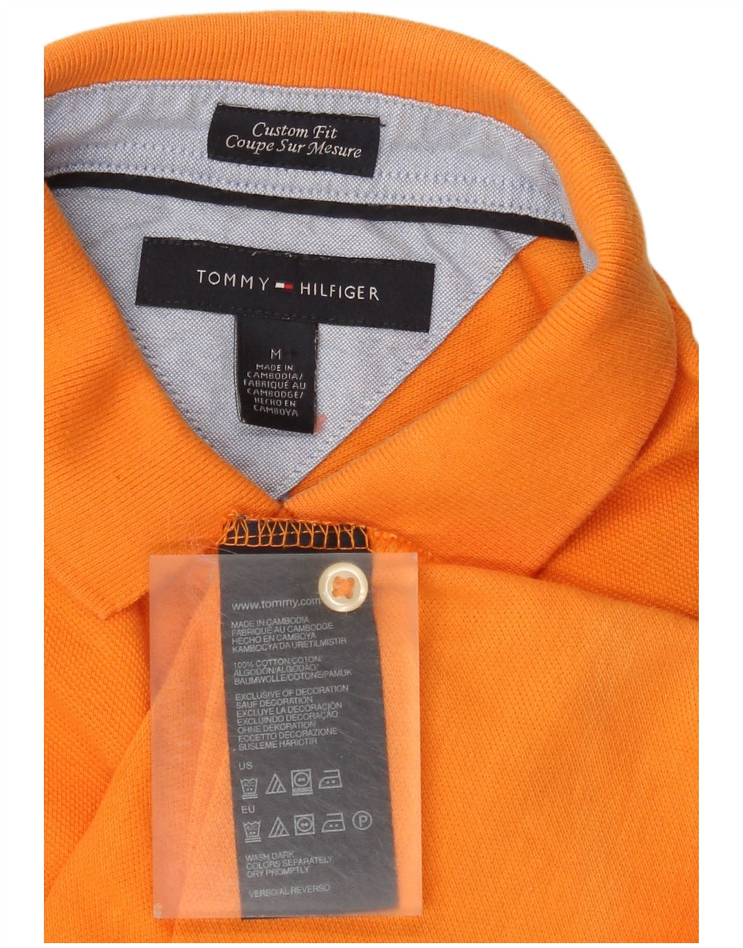Tommy Hilfiger Herre Custom Fit Polo Shirt Medium Orange Bomuld