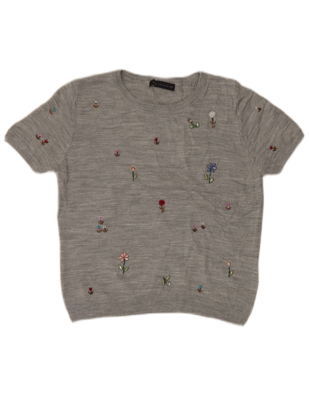 MARKS & SPENCER Dame Crop Jumper Sweater med rund hals DK 12 mellemgrå
