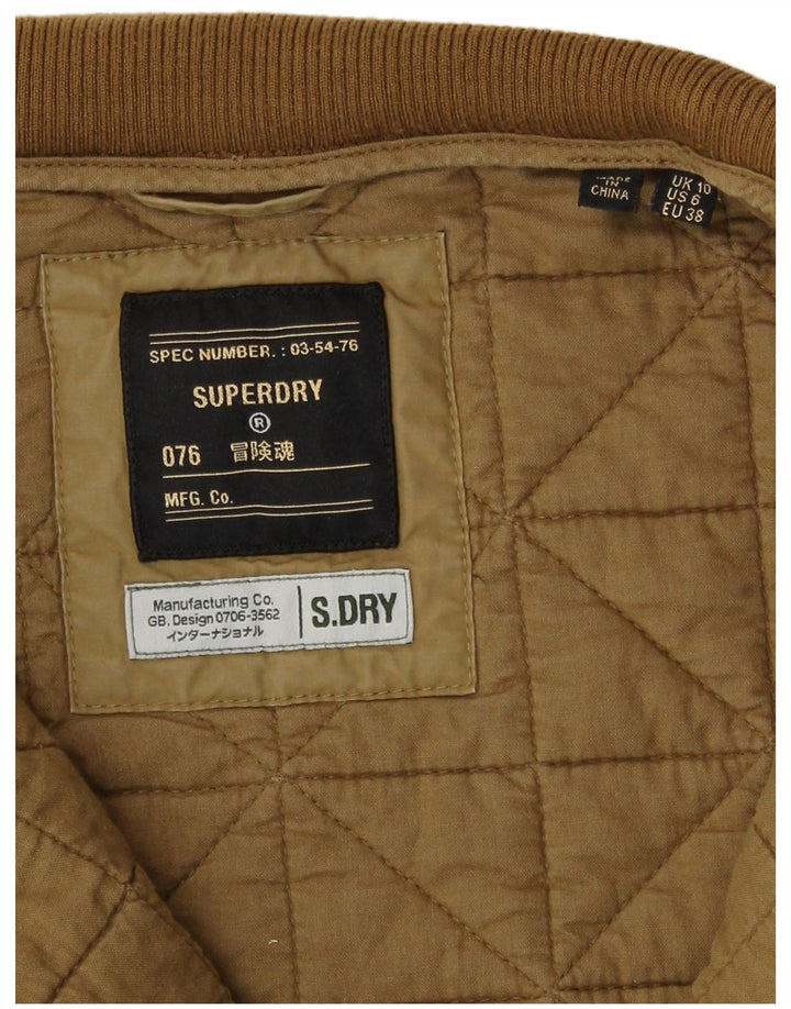 Superdry Quiltet jakke til kvinder UK 10 Small Khaki Cotton