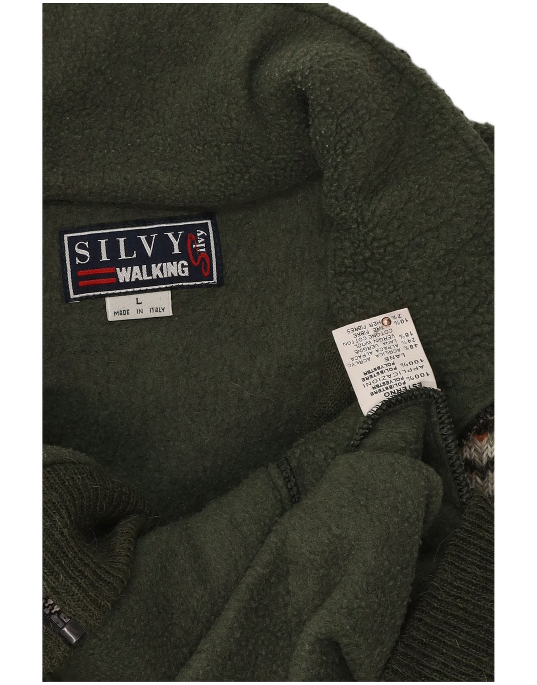 Silvy Herre fleecejakke UK 40 Large Green Colourblock Polyester