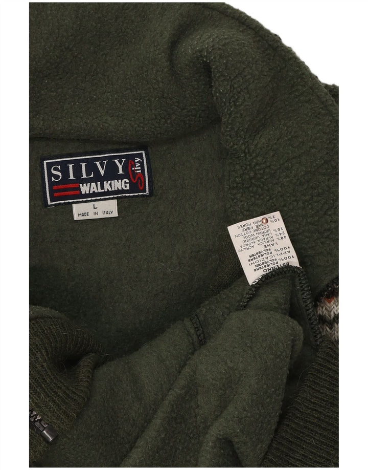 Silvy Herre fleecejakke UK 40 Large Green Colourblock Polyester