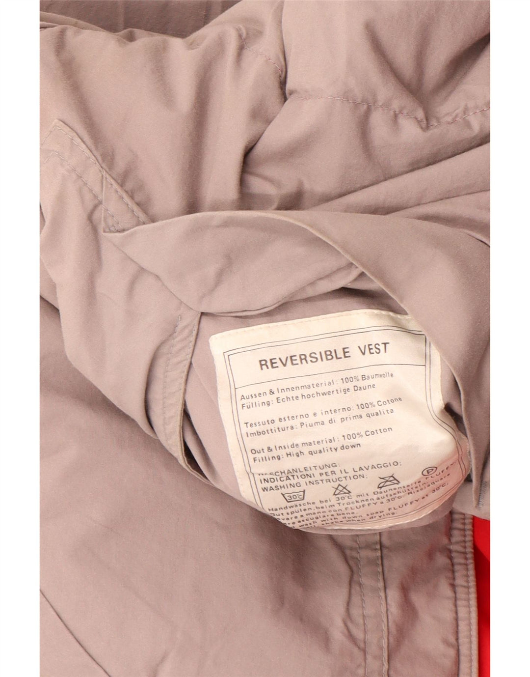 Vintage herre vendbar polstret Gilet UK 38 medium rød bomuld