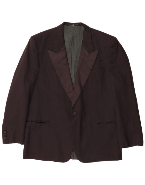 Valentino Herre 1 Knap Blazer Jakke IT 56 3XL Sort Stribet Uld
