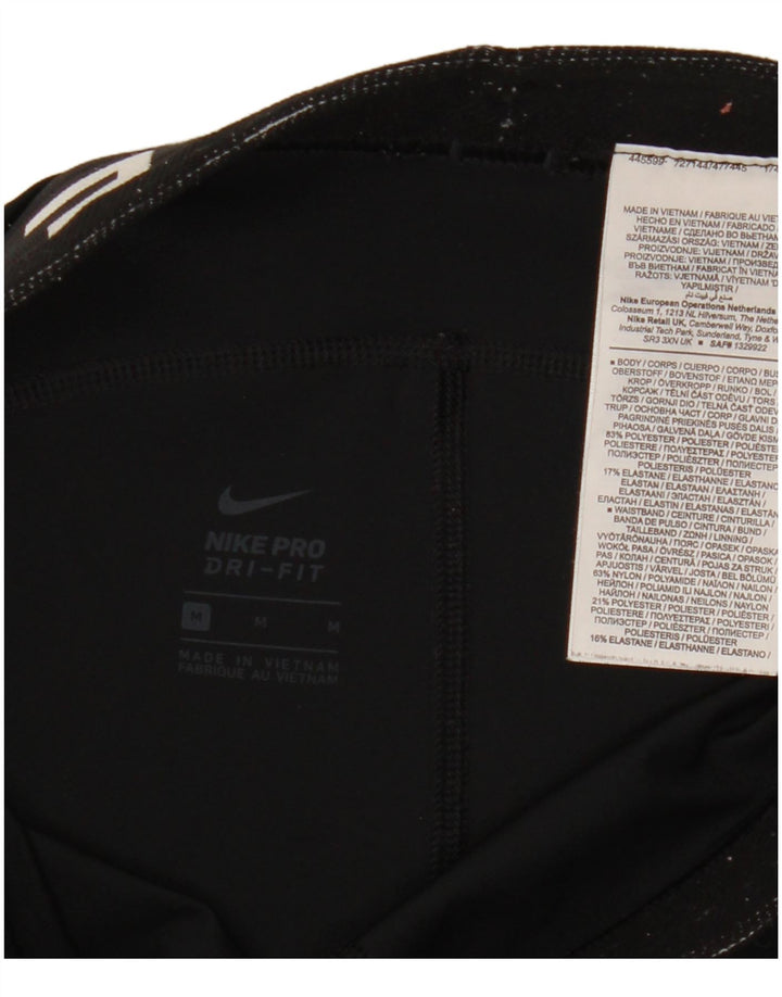 Nike Dame Dri Fit grafiske sportsshorts UK 12 Medium Sort Polyester