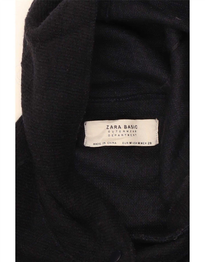 Zara Dame Hætteoverfrakke UK 12 Medium Navy Blue