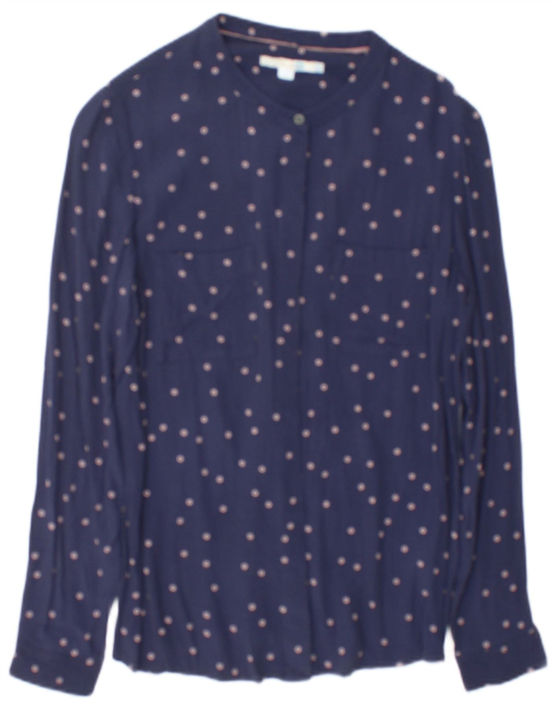 Boden Dame Skjorte Bluse UK 10 Small Navy Blue Spotted Viscose