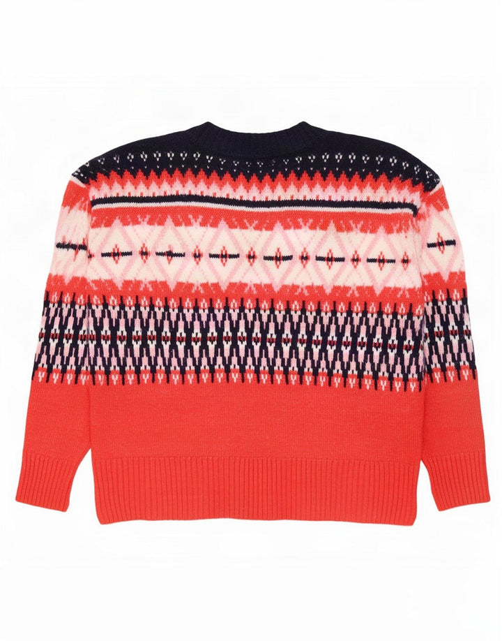 Marks & Spencer Dame Boat Neck Jumper Sweater UK 14 Medium Red Fair Isle
