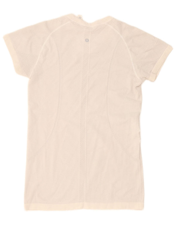 Lululemon Dame T-Shirt Top US 10 Stor Hvid Nylon