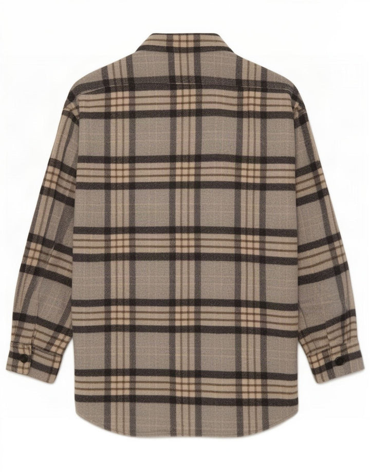 Zara Dame Overshirt Flanell Shirt UK 10 Small Grey Check